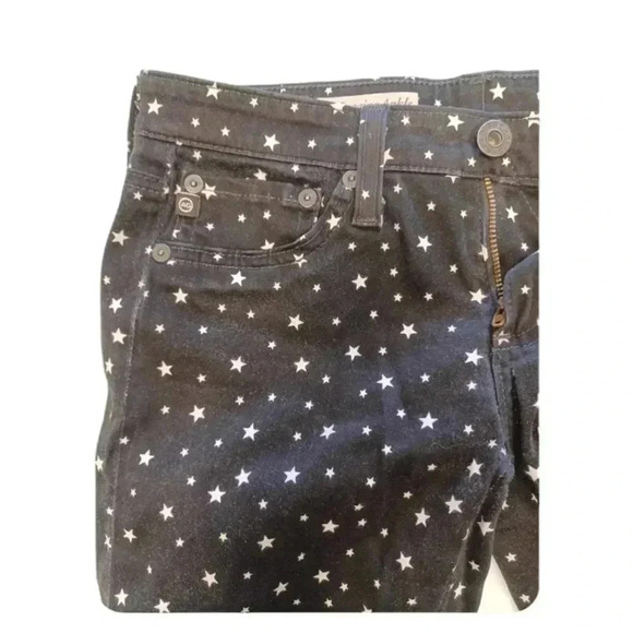 AG Star Printed Super  Skinny Legging Ankle Jeans Black White Stars Size 24R - Picture 8 of 13